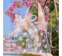 1 pezzo Sacchetto regalo in PVC con nastro, sacchetto da imballaggio regalo con stampa margherita trasparente per matrimonio, festa, compleanno, San Valentino Tagli Unica,Confezione da 3,2 pacchi,Conf