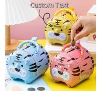 1 pezzo Salvadanaio personalizzabile con simpatico cartone animato a forma di tigre, oggetto commemorativo creativo con chiave allegata per accompagnare la crescita, personalizzabile con il proprio te