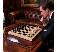 1 pezzo Scacchiera in legno reversibile, adatta per scacchi, dama e tris - include 24 pedine in legno staccabili per la dama e 32 pezzi degli scacchi standard - per età 14+, intrattenimento familiare,