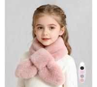 1 pezzo Scalda collo incrociato a foglia soffice di colore unito per ragazze - Sciarpa morbida e calda per bambini, protezione dal freddo per l'esterno, adatta per bambini di 4-14 anni, sciarpa natali