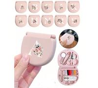 1 pezzo Scatola degli attrezzi da cucito rosa con motivo floreale e lettere A-Z, regalo perfetto per principianti: 1 set Mini kit da cucito portatile - pieghevole, include forniture e accessori per il