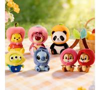 1 pezzo Scatola misteriosa con accessorio per capelli a tema Disney Fruit, giocattolo da collezione con personaggi dei cartoni animati carini come Alien, Stitch, Winnie the Pooh, Tigre, Panda, Mei, re