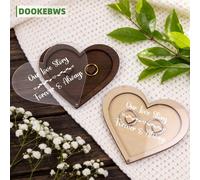 1 pezzo Scatola per anelli a forma di cuore in acrilico incisa con la nostra storia d'amore per sempre & sempre, scatola per gioielli da matrimonio con coperchio rotante, regalo da sposa, scatola dei 