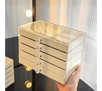 1 pezzo Scatola portagioie in velluto a 3 scomparti e 5 ripiani, contenitore per collane, orecchini e anelli, organizer portatile per gioielli di grande capacità, organizer da appoggio per il bagno, s