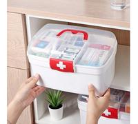 1 pezzo Scatola portaoggetti medica, contenitore portatile per medicinali e forniture per la casa e il dormitorio con grande capacità, piccolo kit di pronto soccorso per la casa, regalo per Natale, Pa