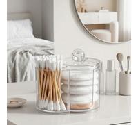 1 pezzo Scatola portaoggetti per cuscinetti da trucco da bagno, Portacotone rotondo in cotone, Contenitore per filo interdentale, Organizer da toeletta per cuscinetti di cotone, cotton fioc, bicchieri