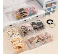 1 pezzo Scatola portaoggetti trasparente per accessori per capelli, organizer per accessori per capelli da ragazza, contenitore per l'archiviazione di accessori per capelli, organizer a scomparti per