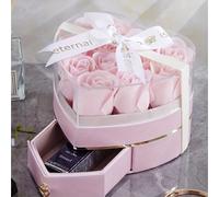 1 pezzo Scatola regalo a forma di cuore con rosa eterna per collane, anelli, gioielli, rossetti, romantico regalo di San Valentino, anniversario, festività Rosa,Blu realeCarta tessile