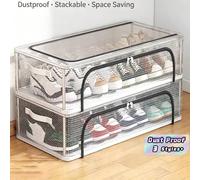 1 pezzo Scatola rettangolare per scarpe, realizzata in materiale PVC trasparente, non impermeabile, multifunzionale, con telaio in acciaio, 2 finestre rimovibili, adatta per sneaker e tacchi alti, può