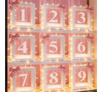 1 pezzo Scatola trasparente con numeri e lettere bianchi, decorazione fai-da-te per feste di compleanno, festa di nascità, matrimoni e annuncio del sesso del bambino, scatola decorativa riutilizzabile
