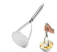1 Pezzo Schiacciapatate Acciaio Inox, Pressapatate Manuale con Piastra Ampia e Moneta d'argento per Purè, Verdure, Frutta, Pappe e Uso Quotidiano in Cucina Domestica
