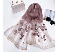 1 pezzo Scialle da donna con ricamo floreale dorato viola, elegante sciarpa ricamata floreale, adatta per protezione solare durante i viaggi estivi, regalo autunnale/invernale per la mamma, sciarpa de