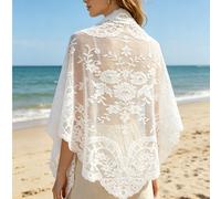 1 pezzo Scialle in pizzo, sciarpa triangolare floreale alla moda, sciarpa multifunzionale bella e traforata, scialli per donne Grafico,PiantePoliestere