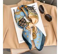 1 pezzo Sciarpa bandana di seta stampata a catena lussuosa da designer per le donne, 70 * 70 cm, adatta per luso quotidiano come bandana, fascia per capelli, fasce per la testa, ideale per abbellire i