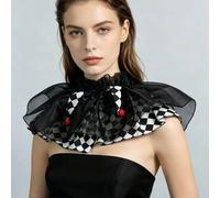 1 pezzo Sciarpa con colletto arricciato a quadri bianco e nero, stile da clown di Ognissanti per donne HalloweenPoliestere