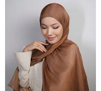 1 pezzo Sciarpa da donna in seta lucida, morbida ed elegante, di colore unito, sciarpa lunga casual araba, coprire la testa in modo conservativo, adatta per uso quotidiano - SHIMMER HIJAB per abiti, v