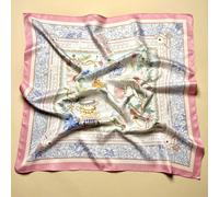 1 pezzo Sciarpa elegante in raso rosa con stampa floreale da favola, accessorio per capelli collo Poliestere