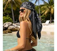 1 pezzo Sciarpa in seta con motivo a pois e paisley nero 90cm, Sciarpa in raso per spiaggia, resort, festival di musica rock, bandana, stile ragazza francese Colore unico,Tradizione popolarePoliestere