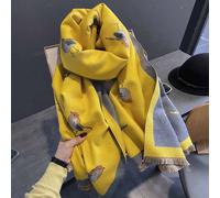 1 pezzo Sciarpa reversibile con stampa di uccelli gialli, scialle/stola caldo e versatile per donna, adatto per l'inverno, stile coreano Lunghezza e larghezza 190*65 cmAnimaleCotone