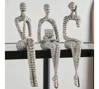 1 pezzo Scultura moderna astratta del Pensatore in bianco, adatta per libreria, scrivania dell'ufficio, soggiorno, regalo ideale per gli amanti dei libri Figura bianca che tiene in mano un libro con p