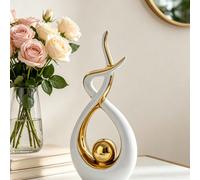 1 pezzo Scultura moderna astratta in resina oro & bianca, elegante ornamento decorativo per la casa, adatto per il soggiorno Silicone antiscivolo,(Nuovo modello) Fiamma Sacra di PlatinoABS