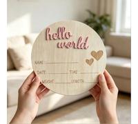 1 pezzo Segnaposto in legno per la crescita e la gravidanza - Perfetto per la decorazione della stanza e la fotografia, include il tracciamento della data di nascita e del peso, targa di annuncio di n