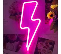 1 pezzo Segno luminoso ad alta luminosità di Fulmine, Razzo, Labbra, Luna, Stelle e Nuvole, alimentato a batteria e USB, 13,3x5,1 pollici (circa 34x13cm), Luce a LED artistica calda gialla decorativa 