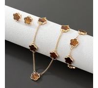 1 pezzo Semplice e classico set di gioielli da donna con collana pendente a quadrifoglio portafortuna + 1 braccialetto + 1 paio di orecchini, ideale come regalo per San Valentino, mamma, madre, festa