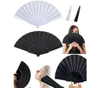 1 pezzo Semplice ventaglio pieghevole a mano di colore solido - Ventagli da donna cinesi con stecche in plastica per feste, bomboniere per matrimoni, decorazioni per la casa, danza, decorazioni fai-da