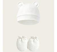 1 pezzo/Set/2 set/3 set Cappellino morbido e traspirante da ospedale per neonati, cappellino da bambino con orecchie da orso a tinta unita, unisex 0-3 mesi, per uso quotidiano e foto 0-3MColore unicoP