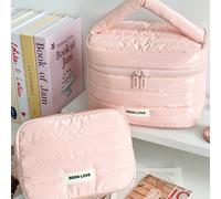 1 pezzo/set Borsa cosmetica in schiuma laser di colore solido, borsa grande con capacità di stoccaggio, impermeabile e luminosa, adatta per cosmetici, prodotti per la cura della pelle e articoli da to