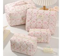 1 Pezzo / Set Borsa per il trucco floreale rosa per ragazze, set di borse per il trucco, organizzatore cosmetico multifunzionale, borsa con cerniera per skin care, cosmetici, olio per le labbra, crema