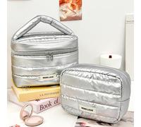 1 Pezzo/Set Borsa Trucco in Schiuma Laser Monocromatica, Stile Y2K Cyberpunk Fresco, Grande Capacità, Borsa Portaoggetti Impermeabile Luminosa per Cosmetici e Prodotti per la Cura della Pelle, Organiz