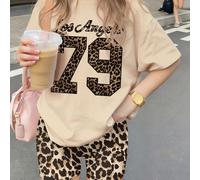 1 Pezzo Set Carino e Audace in Stile Y2K per Ragazze Adolescenti, Completo con Slogan Los Angeles e Stampa Leopardata, Abbigliamento Casual per Primavera ed Estate da Indossare all'Aperto 6Y,7Y,8Y,9Y,