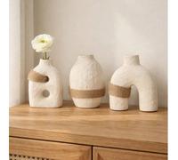1 pezzo/Set da 3 pezzi di vasi decorativi con texture, design ad arco minimalista, vaso decorativo bianco crema, adatto per la decorazione della casa, soggiorno, camera da letto, complementi d'arredo 