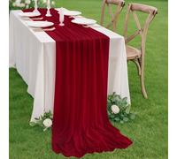 1 pezzo/Set da 5 pezzi Runner da tavolo in chiffon bordeaux, tessuto per tende trasparenti, multiuso per decorazioni di matrimoni, feste, compleanni, cerimonie di nozze romantiche, runner da tavolo, d