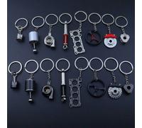 1 pezzo/Set da 8 pezzi Portachiavi di parti automobilistiche, include disco del freno in metallo, guarnizione auto, cambio manuale, pistone auto, portachiavi motore rotore, portachiavi parti auto, por