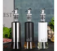 1 pezzo Set da cucina con bottiglia di vetro per olio, barattolo di vetro per condimenti, bottiglia di vetro per salsa di soia e aceto, contenitore di vetro per olio Bianco,nero,argento,argento di med
