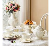 1 pezzo Set da tè in ceramica con teiera e tazza con design stile corte, stoviglie per la casa per il tè pomeridiano, forniture scolastiche, regalo di Natale L,H,A,B,C,D,E,F,G,I,J,KPorcellana