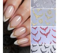 1 pezzo/set di adesivi per manicure francese impermeabili con stampa in oro e argento, disponibili in quattro colori. Un ottimo regalo per le decorazioni per unghie delle ragazze. Forniture per unghie