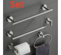 1 pezzo Set di anello portasalviette rotondo in acciaio inossidabile per bagno, con barra portasalviette, portarotolo, gancio per cappelli e vestiti, colore nero, decorazione per bagno, accessori per