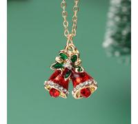 1 pezzo Set di collane regalo di Natale per ragazze con corona, campanelle, sfumature di rosso e verde, cristalli colorati, gioielli carini come regalo per adolescenti, per celebrare il Natale Tagli U