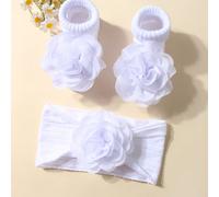 1 pezzo Set di fasce per capelli morbide e carine bianche + 1 paio di calzini antiscivolo per bambini, adatti come accessori quotidiani per bambini in tutte le stagioni Tagli UnicaPiantePoliestere