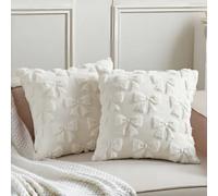 1 pezzo Set di federe per cuscino decorativo con fiocco, carino e giocoso, decorazione per la stanza, in finta pelliccia, fiocco morbido, stile universitario, soffice e vellutato, elegante copri cusci