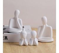 1 pezzo Set di statuetta astratta del pensatore, statua umana minimalista in resina bianca per decorazione domestica Una famiglia immersa nei suoi pensieri - ragazza,Una famiglia immersa nei pensieri