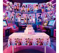 1 pezzo Set di striscioni per feste di compleanno a tema K-POP D-Emon H-Unters, ghirlanda stampata con "BUON COMPLEANNO" con personaggi degli idol, decorazioni per raduni di fan adulti Tagli UnicaCart