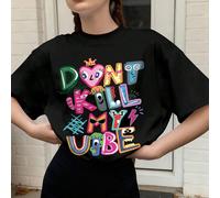 1 Pezzo Set di T-shirt e pantaloncini con stampa di lettere graffiti per ragazze adolescenti, "NON UCCIDERE IL MIO VIBE", in tessuto morbido e confortevole, outfit streetwear per adolescenti, abbiglia