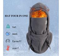 1 pezzo Set invernale caldo 4 in 1 regolabile con berretto in sherpa, paraorecchie, maschera per il viso e sciarpa, foderato termico, antivento, adatto per uomo e donna, resistente al freddo fino a -1