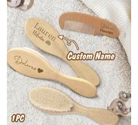 1 pezzo Set personalizzato di spazzola e pettine per neonati,Spazzola per capelli personalizzata con nome,Spazzola per capelli in legno incisa per neonati,Spazzola per capelli per neonati massaggiator