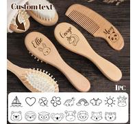 1 pezzo Set personalizzato spazzola e pettine per bambini, spazzola per capelli per bambini con nome personalizzato, spazzola per capelli in legno inciso per neonati, spazzola per capelli per neonati 